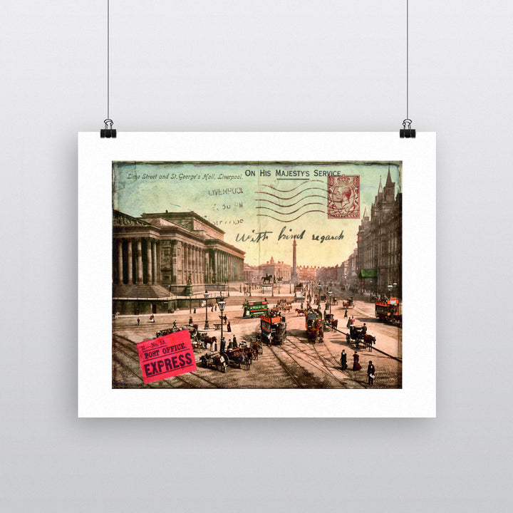 Lime Street and St Georges Hall, Liverpool 90x120cm Fine Art Print