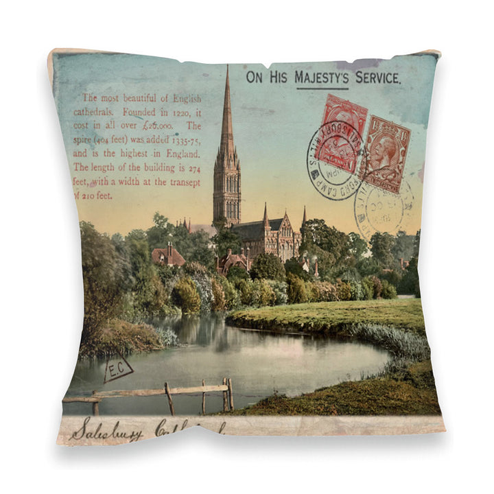 Sailsbury Cathedral, Wiltshire Fibre Filled Cushion