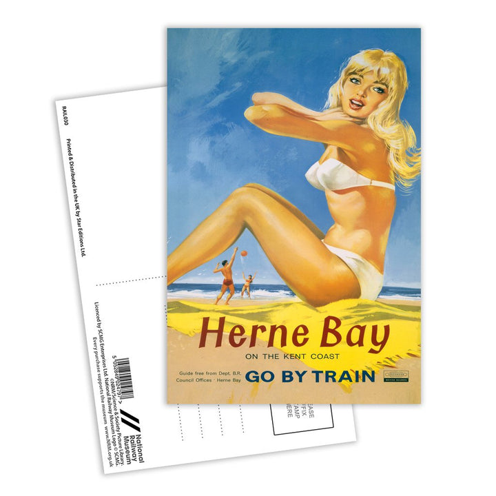 Herne Bay Girl in White Bikini Postcard Pack of 8