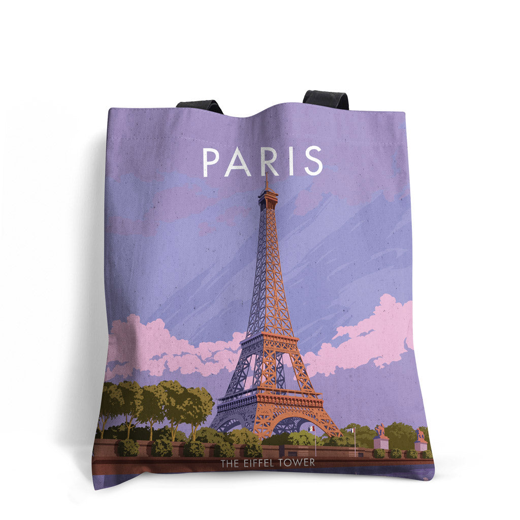 Eiffel Tower Heart Pattern Print Leather Tote Bag main image 1