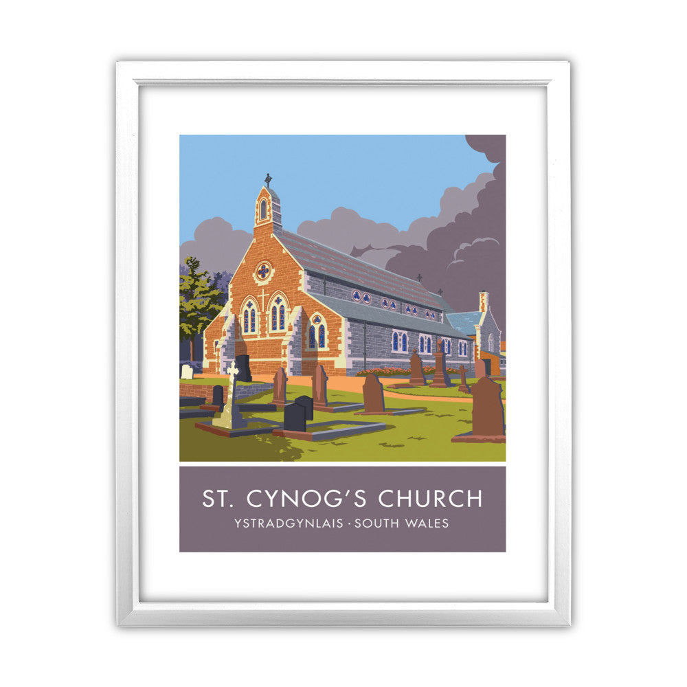 St Cynogs Church, Wales 11x14 Framed Print (White)