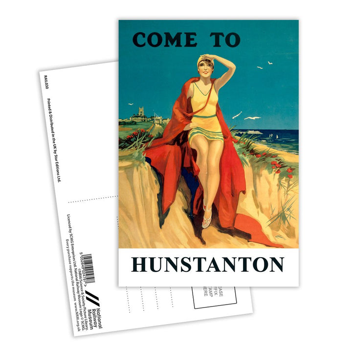 Hunstanton Girl with Red Blanket Postcard Pack of 8