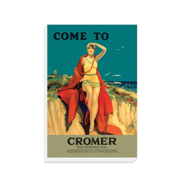 Come to Cromer, Girl with Red Blanket - Canvas