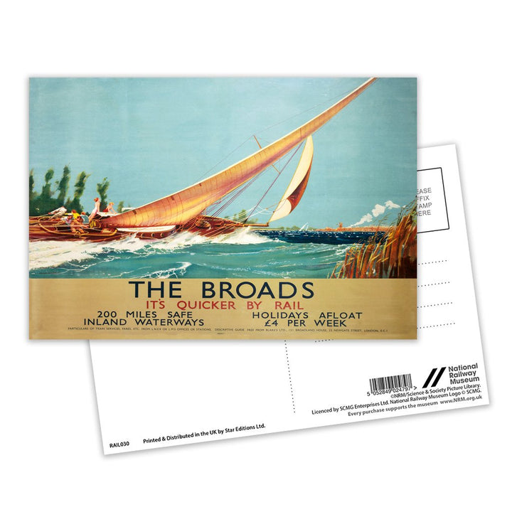 Broads Boat Blowing to Side Postcard Pack of 8