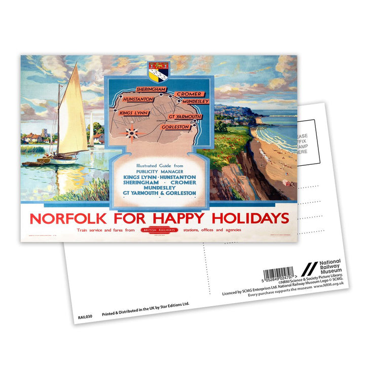 Norfolk for Happy Holidays Postcard Pack of 8