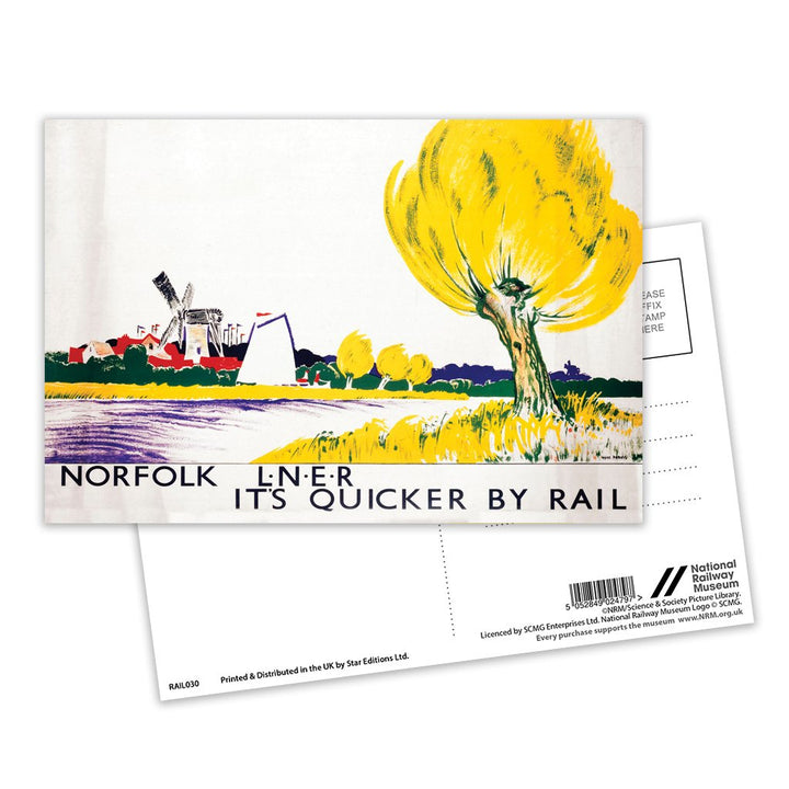 Norfolk Big Yellow Tree Postcard Pack of 8