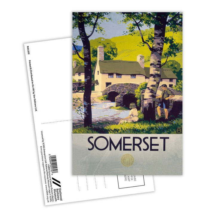Somerset - Boy and Girl by Bridge Postcard Pack of 8