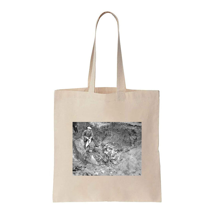 Black and White Excavation Site - Canvas Tote Bag