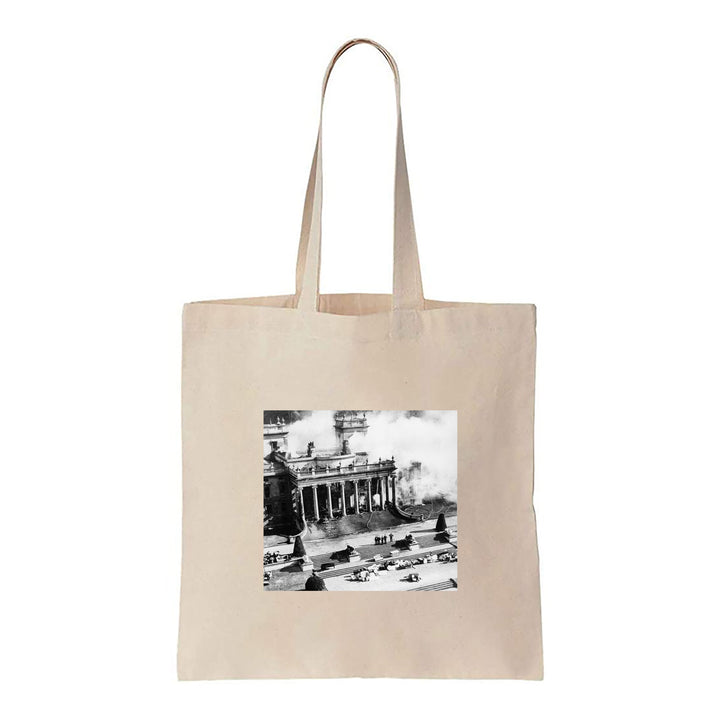 Building on fire, Black and White - Canvas Tote Bag