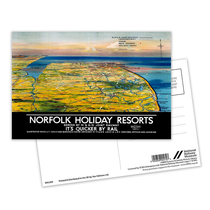 Norfolk Holiday Resorts Postcard Pack of 8