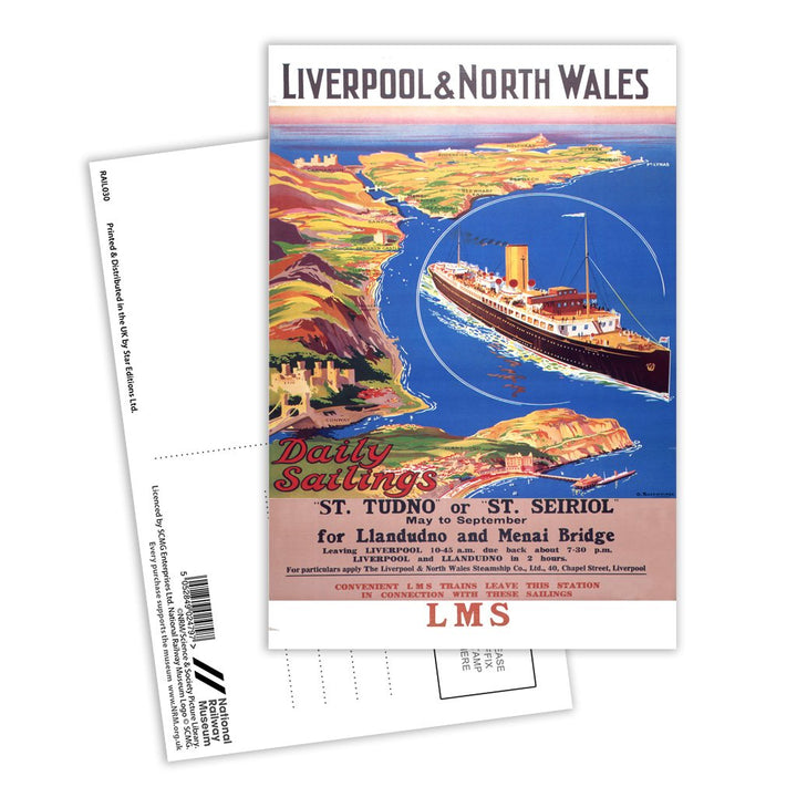 Liverpool and North Wales Daily Sailings Postcard Pack of 8