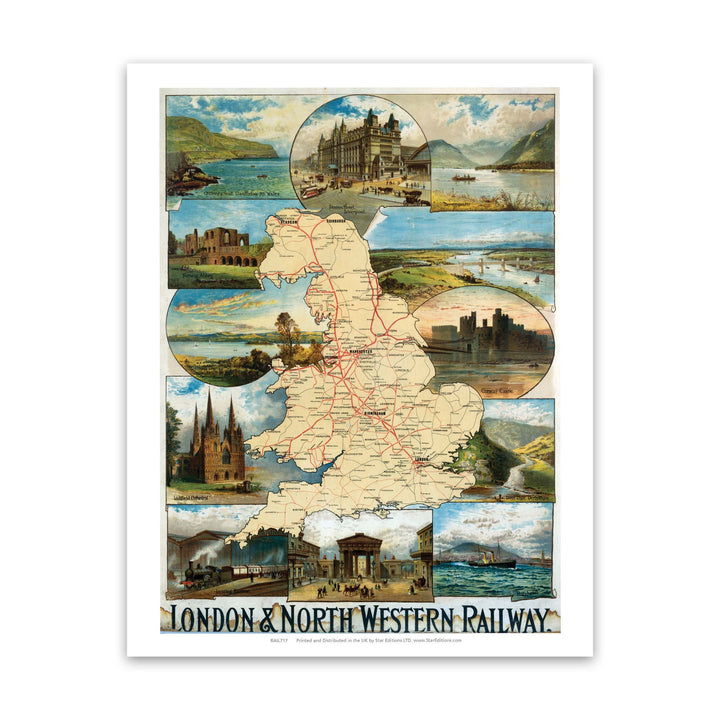 London and North Western Railway Map Art Print