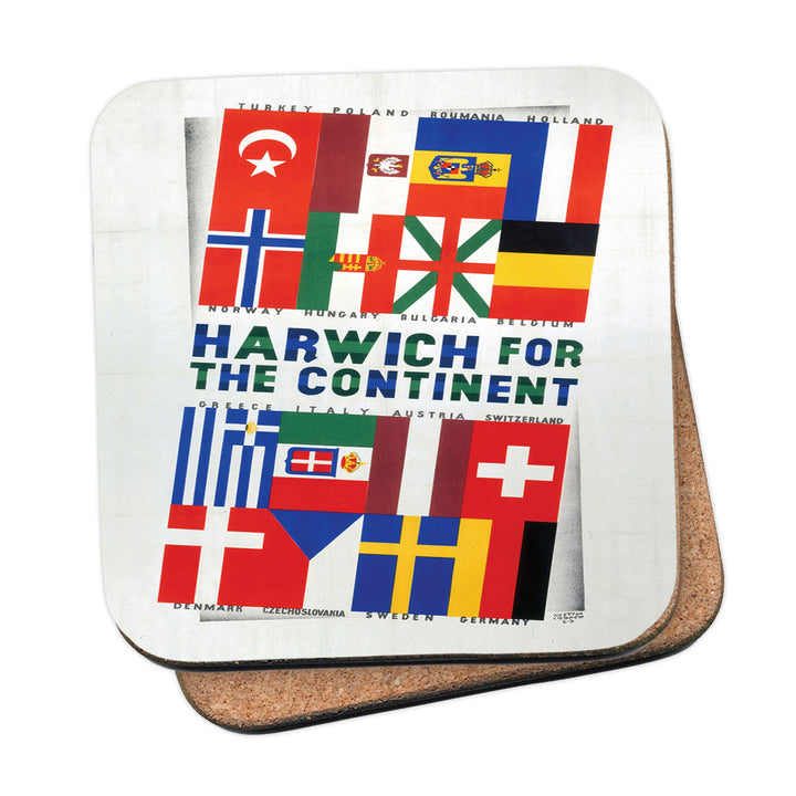 Harwich for the continent - flags Coaster