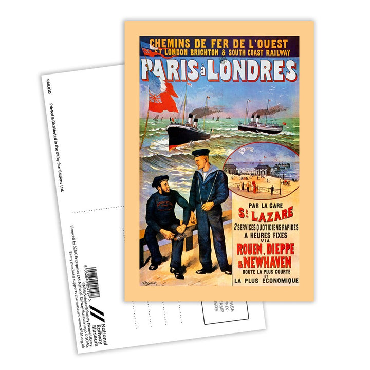 Paris a Londres - Sailors par la gare Postcard Pack of 8