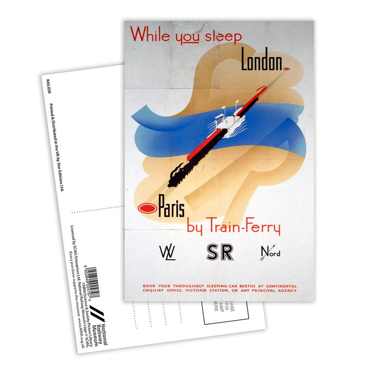 While you Sleep London to Paris - Train ferry Postcard Pack of 8