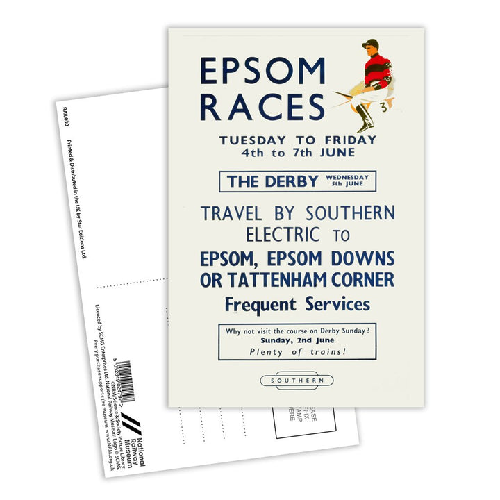 Epson Races - Travel By Southern Electric Postcard Pack of 8