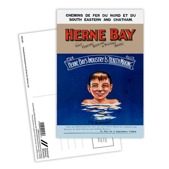 Herne Bay - Golf fishing bathing and military bands Postcard Pack of 8