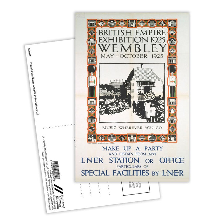 British Empire Exhibition 1925 Wembley - Music wherever you go Postcard Pack of 8