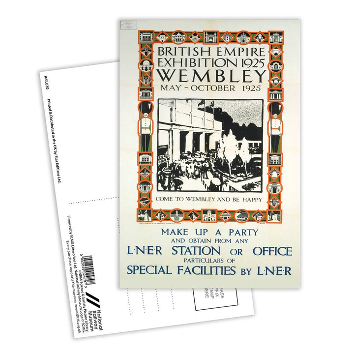 British Empire Exhibition - Come to Wembley and be happy Postcard Pack of 8