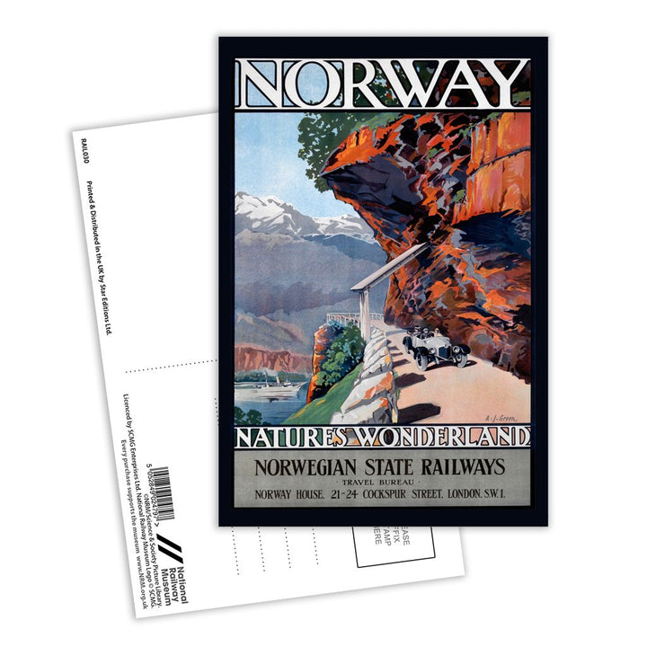 Norway, Natures Wonderland -Norwegian State Railways Postcard Pack of 8