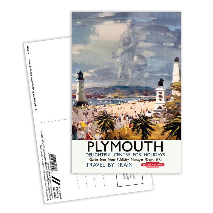 Plymouth delightful centre for holidays - Travel by train Postcard Pack of 8