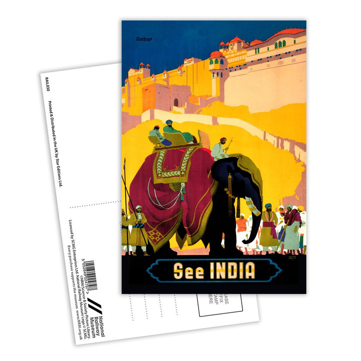 See India - Elephant Postcard Pack of 8