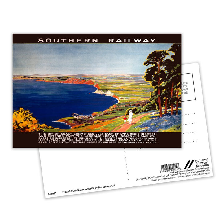 Coastline view - Southern Railway Dorset to Exmouth Postcard Pack of 8