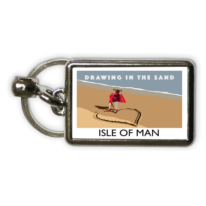 Drawing In The Sand, Isle of Man Metal Keyring