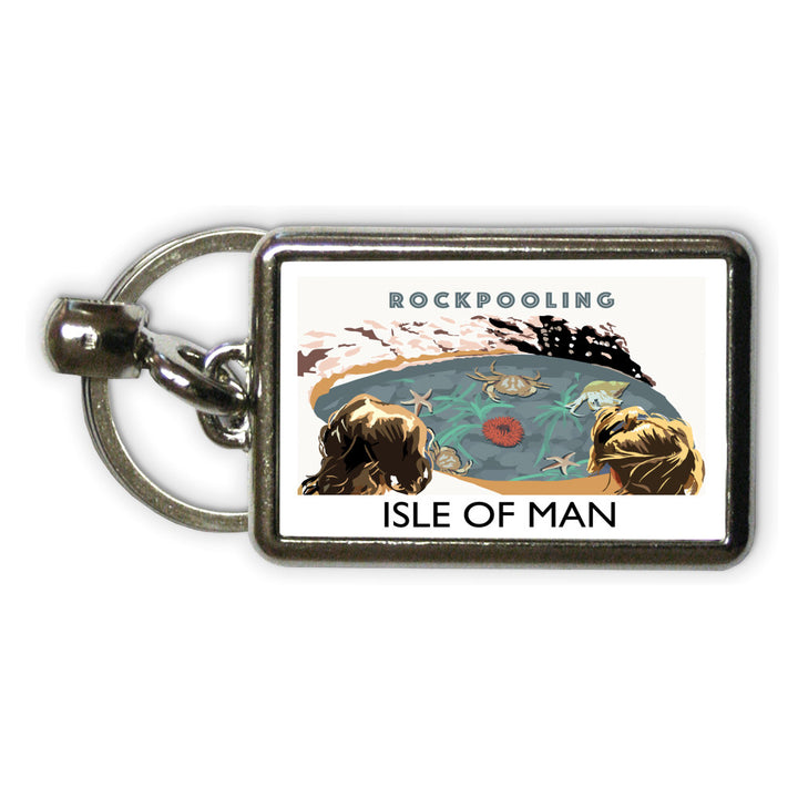 Rockpooling, Isle of Man Metal Keyring