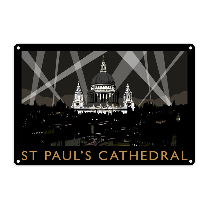 St Pauls Cathedral at Night, London Metal Sign