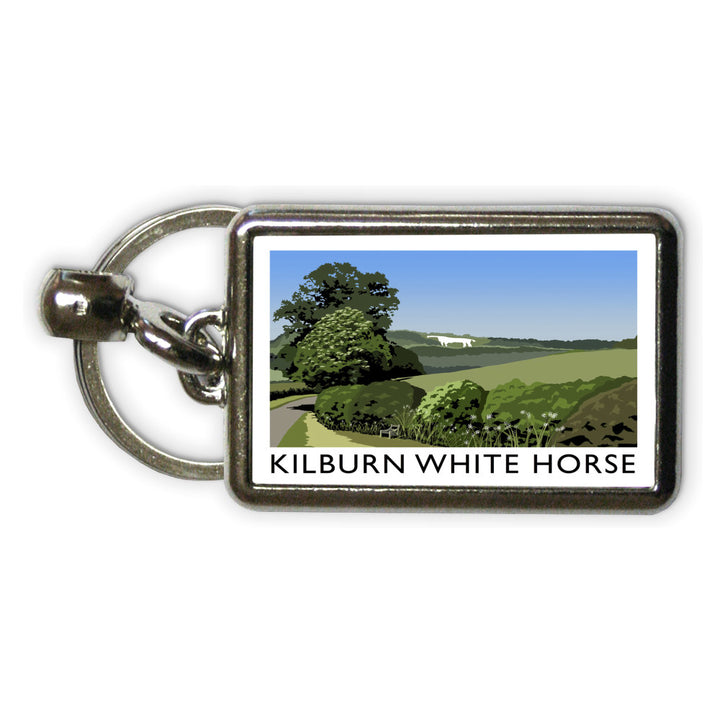 The Kilburn White Horse, Yorkshire Metal Keyring