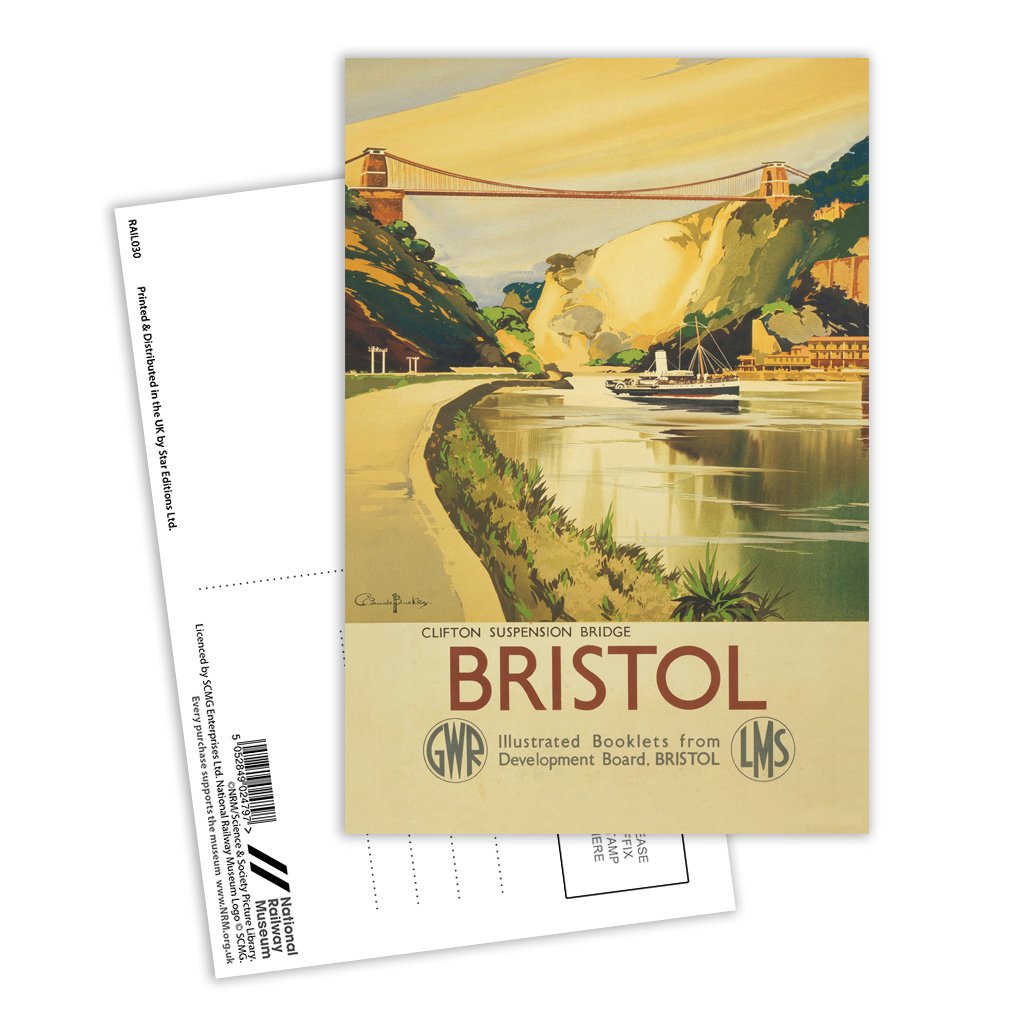 Bristol - Clifton Suspension Bridge GWR LMS Postcard Pack of 8 – Love Your Location