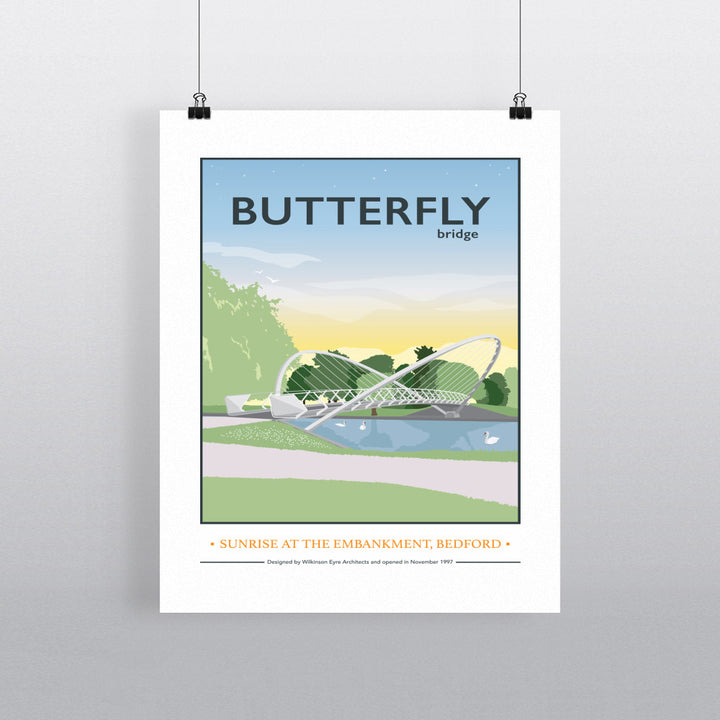The Butterfly Bridge, Bedford 90x120cm Fine Art Print