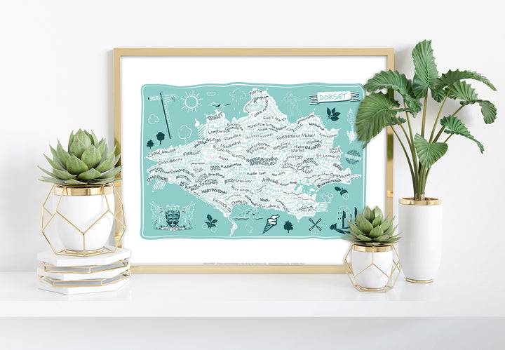 County Map of Dorset, - Art Print