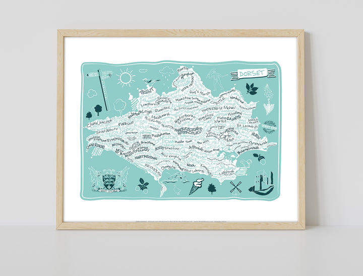 County Map of Dorset, - Art Print