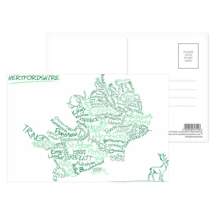 County Map of Hertfordshire, Postcard Pack