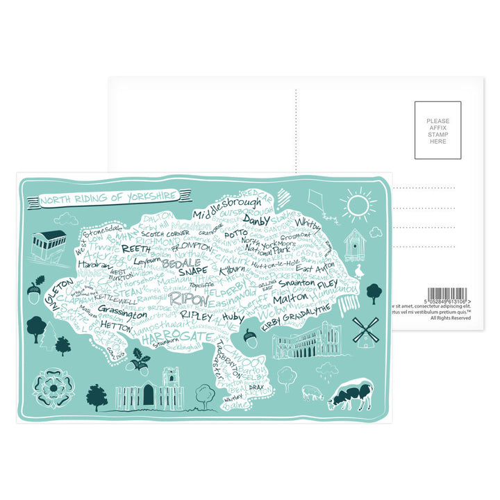 Map of the North Riding of Yorkshire, Postcard Pack
