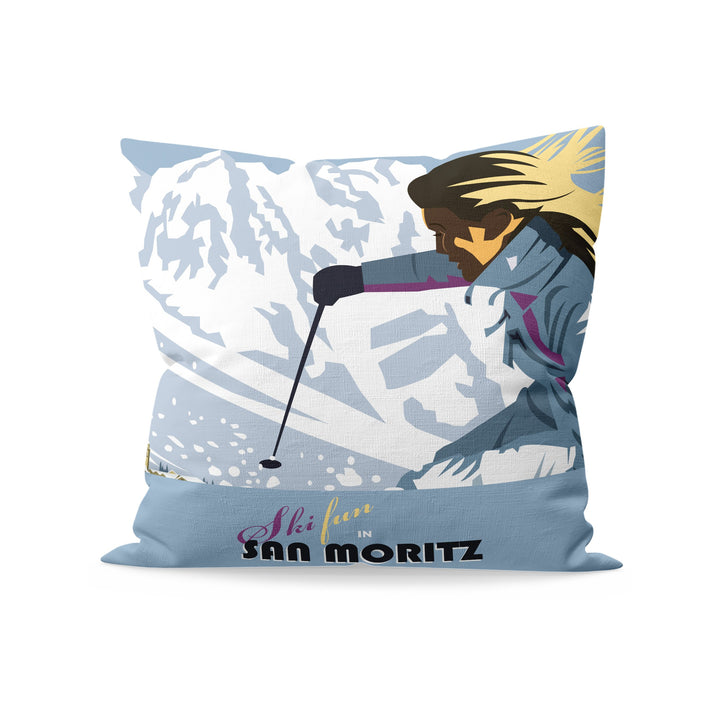 Ski Fun in San Moritz Fibre Filled Cushion