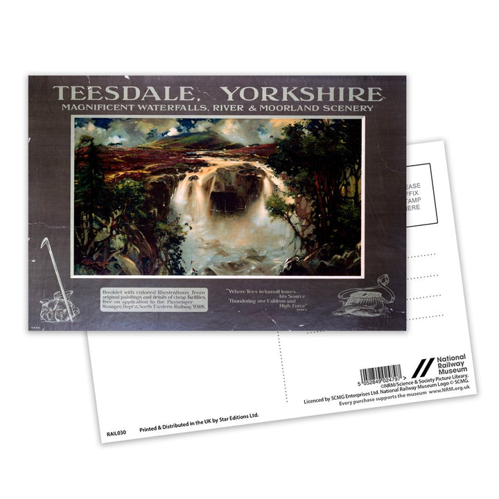 Teesdale, Yorkshire, Magnificent Waterfalls, River and Moorland Scenery Postcard Pack of 8