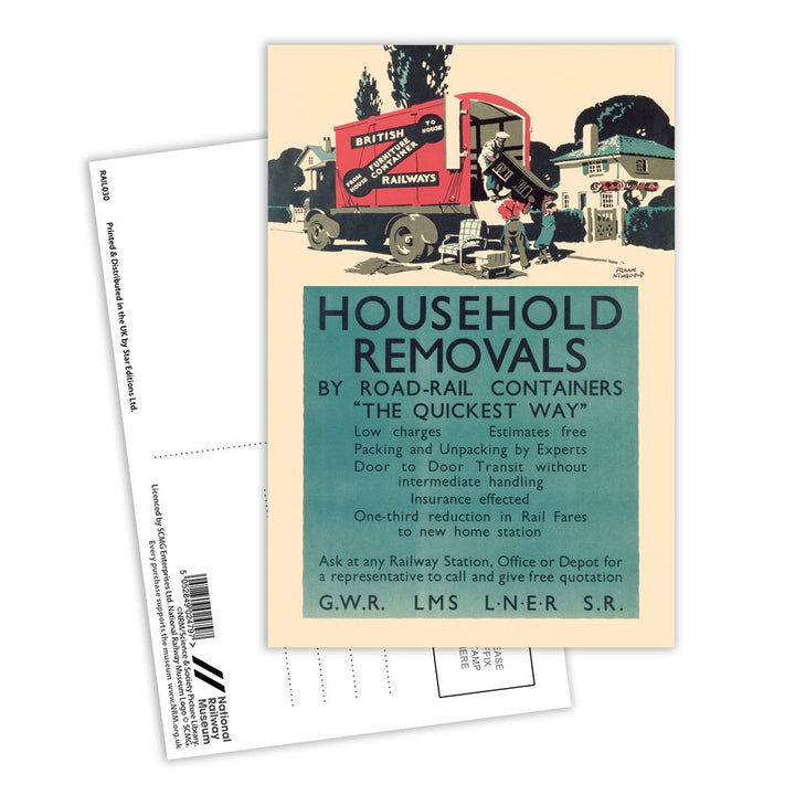 Household Removals By Road-Rail Containers, "The Quickest Way" Postcard Pack of 8