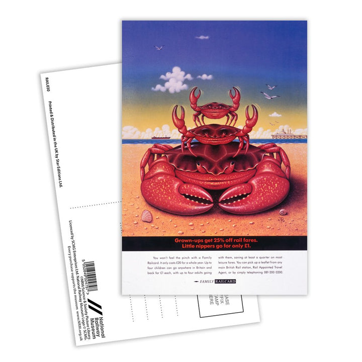 Crab Family, Family Railcard Postcard Pack of 8