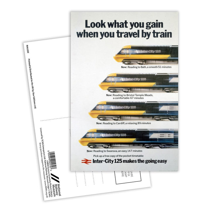 Look what you gain when you travel by train, Inter-City Postcard Pack of 8