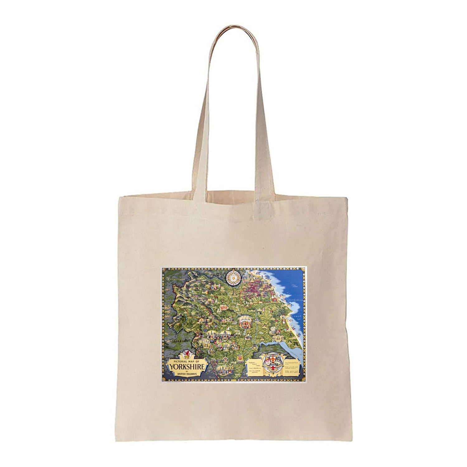 Yorkshire, Pictorial Map, British Railways - Canvas Tote Bag