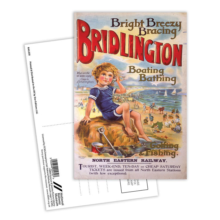 Bright Breezy Bracing Bridlington, North Eastern Railway Postcard Pack of 8