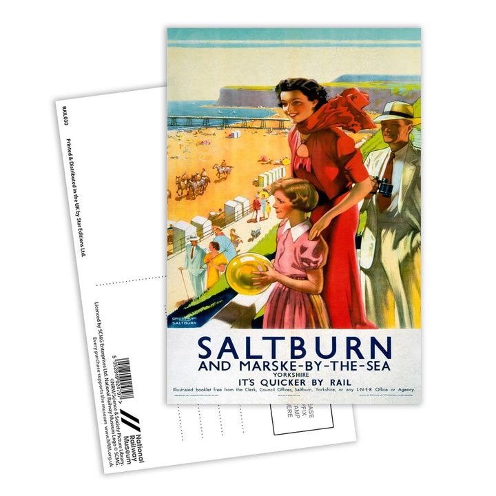 Saltburn and Marske-By-The-Sea, It's Quicker By Rail Postcard Pack of 8