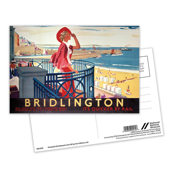 Bridlington, It's Quicker By Rail Postcard Pack of 8