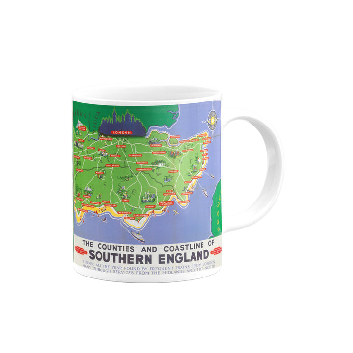 The Counties And Coastline Of Southern England Mug