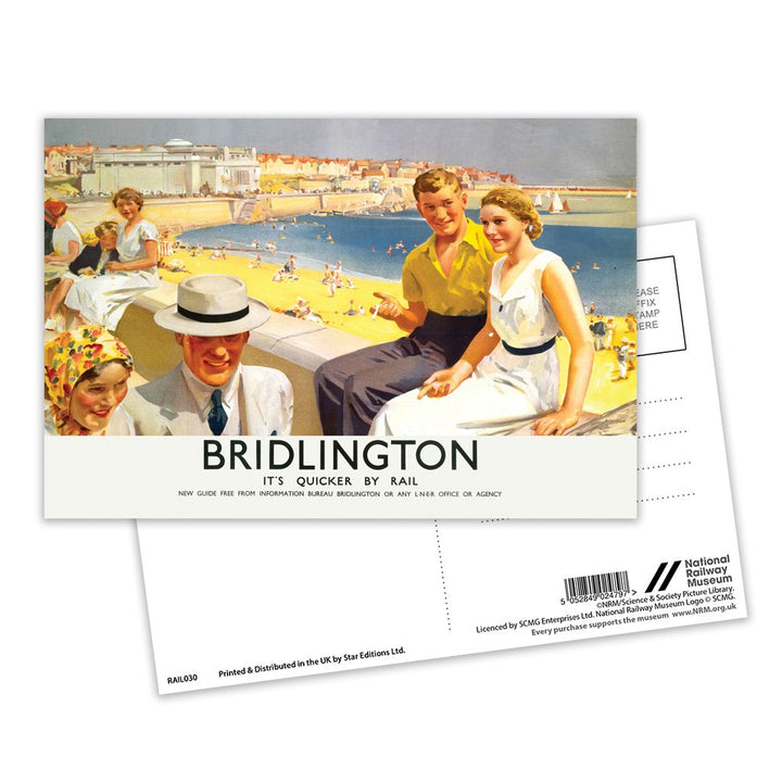 Bridlington, It's Quicker By Rail Postcard Pack of 8