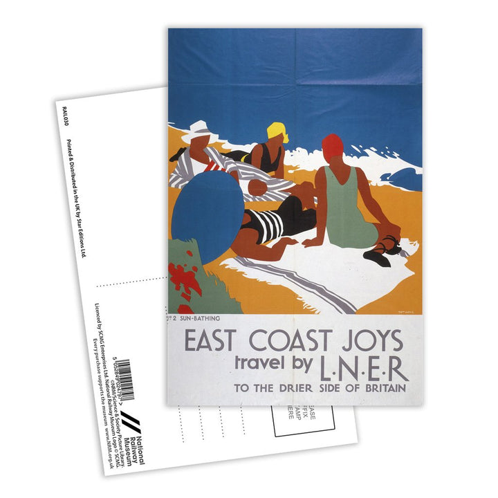East Coast Joys No 3 - Sun-Bathing, LNER Postcard Pack of 8