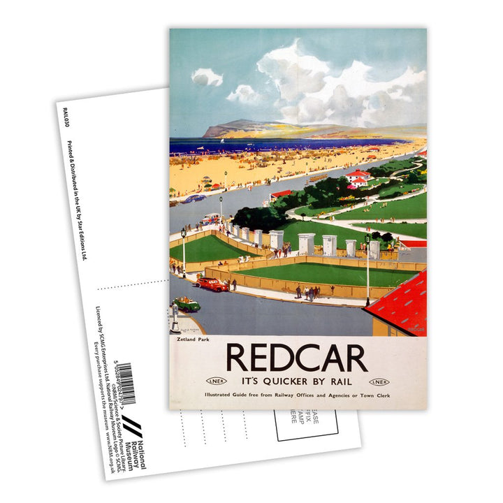 Redcar, It's Quicker By Rail Postcard Pack of 8